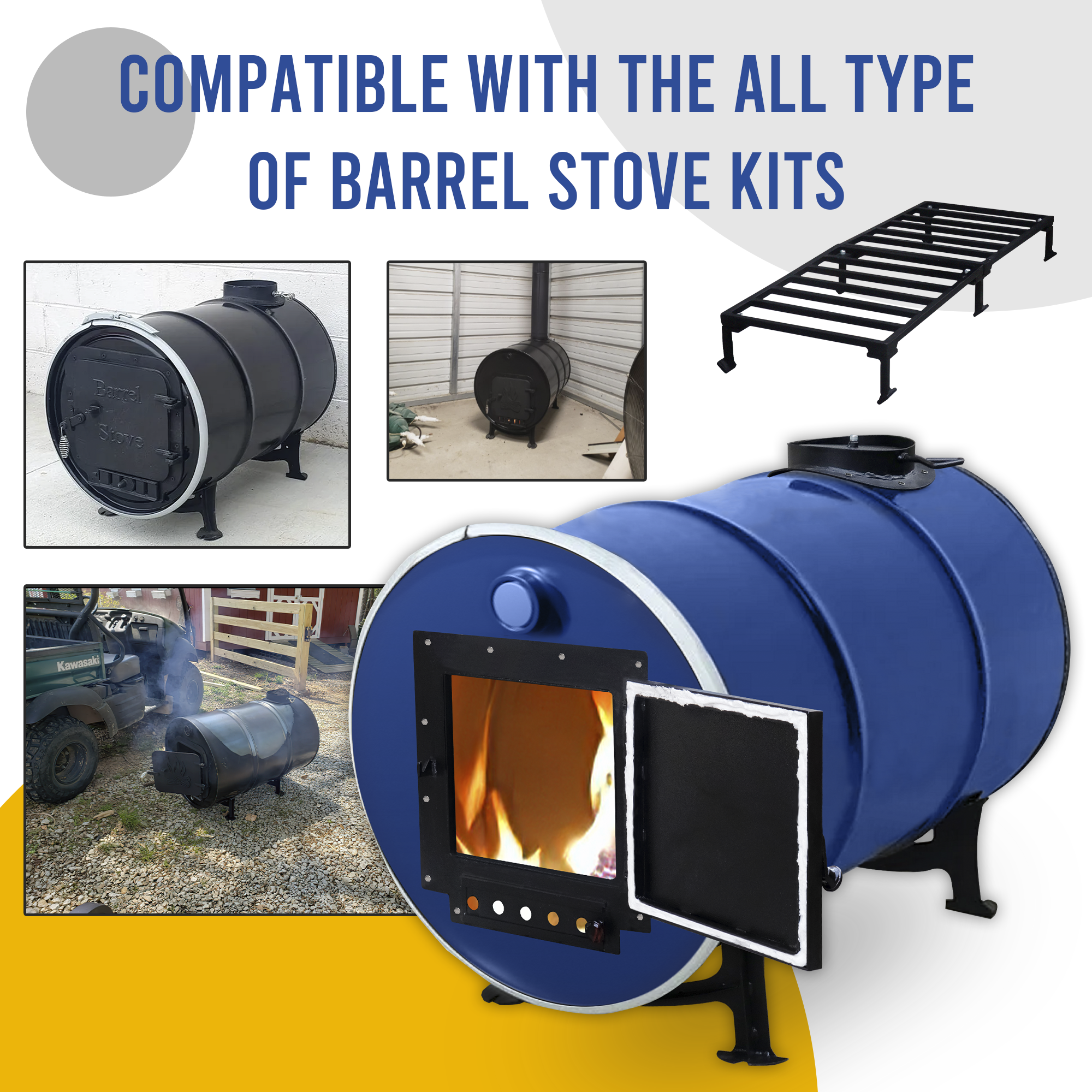 Sonret burn barrel grate Perfect for 30-55 Gallon barrel metal barrel -  grate for wood stove camping equipment barrel stove kits - fire barrel kit  for emergency heating & Cooking and Survival 